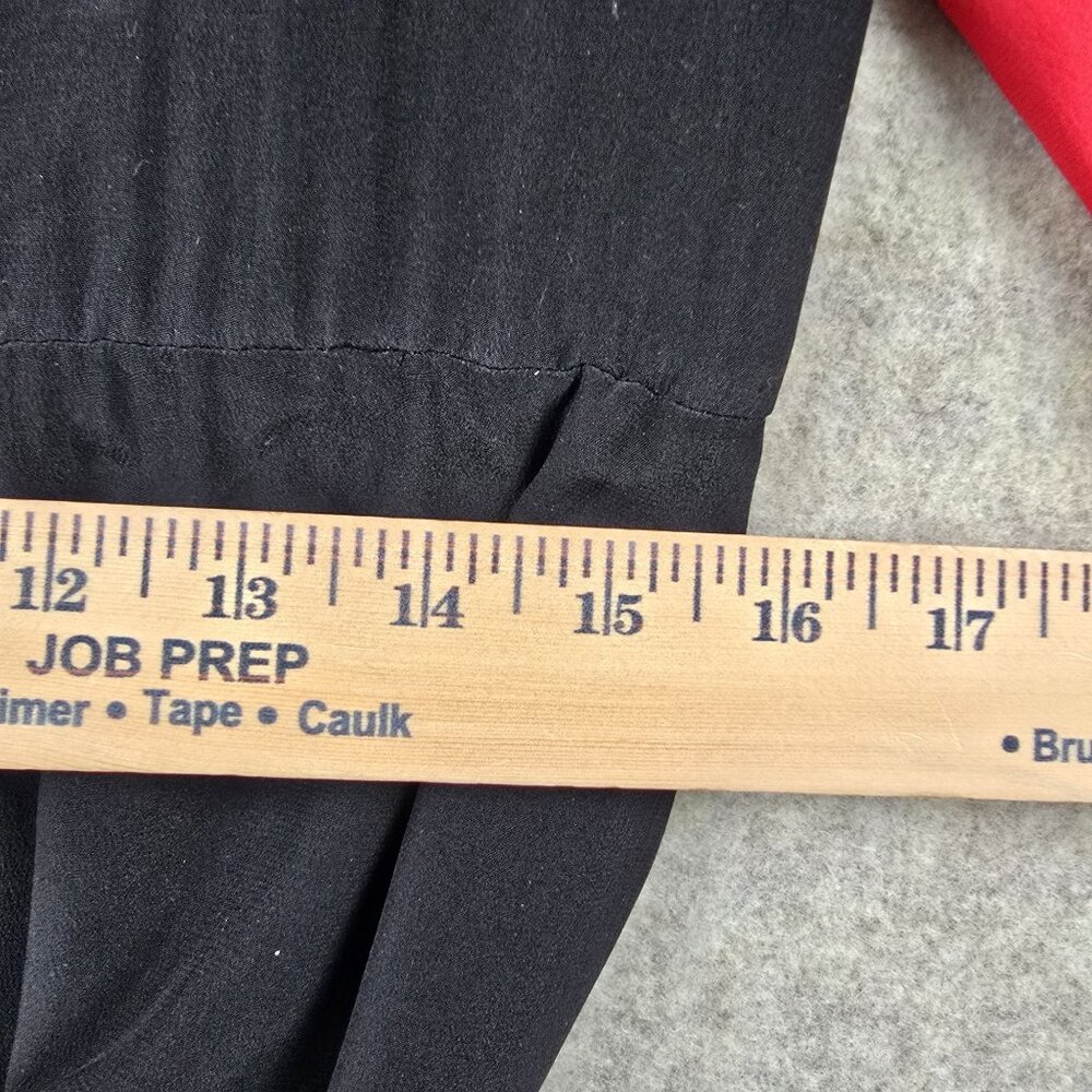 Cassis Vintage Colorblock Black Red & Blue Silk Midi Dress Size M Long Sleeve - Picture 8 of 9